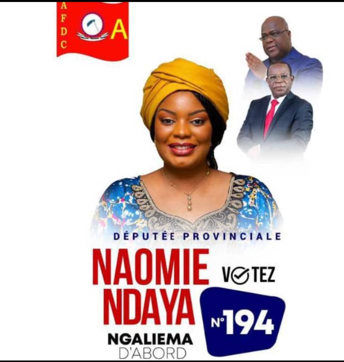 RDC/Elections provinciales : Avec son numéro 194, Naomie Ndaya se lance dans la course pour le rayonnement de la commune de « Ngaliema à Kinshasa