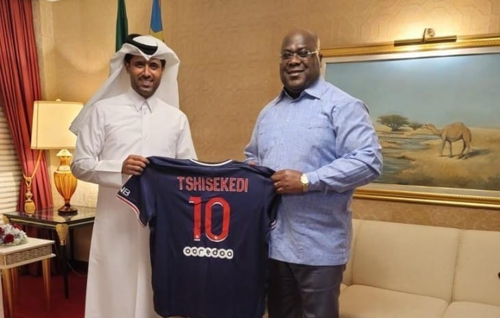 En séjour en France, Félix Tshisekedi a tout fait pour que le PSG vienne jouer en RDC malgré la marque « visit Rwanda » estampillée sur le maillot de l’équipe française